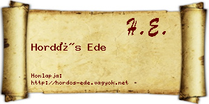 Hordós Ede névjegykártya